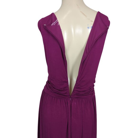 Soft Surroundings Sleeveless Magenta Maxi pullover Ruched Waist Dress size L - Picture 11 of 16